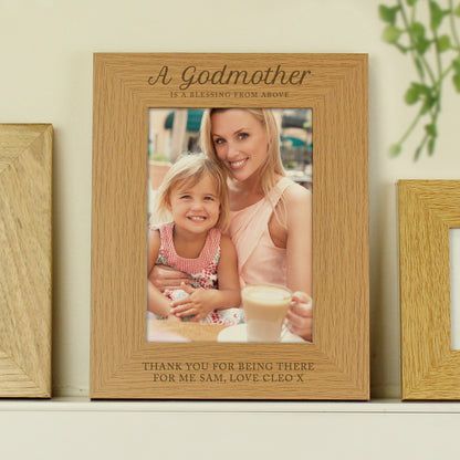 Personalised Godmother 5x7 Oak Finish Photo Frame