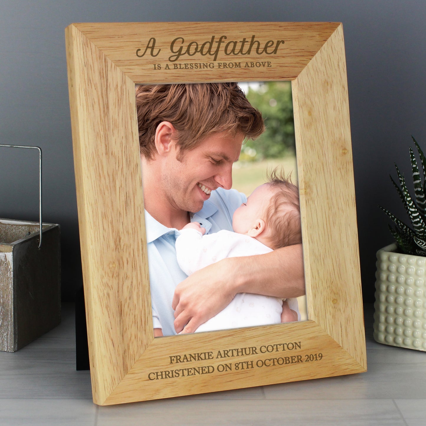 Personalised Godfather 5x7 Oak Finish Photo Frame