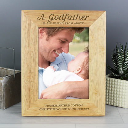 Personalised Godfather 5x7 Oak Finish Photo Frame