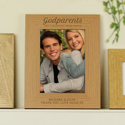 Personalised Godparents 5x7 Oak Finish Photo Frame