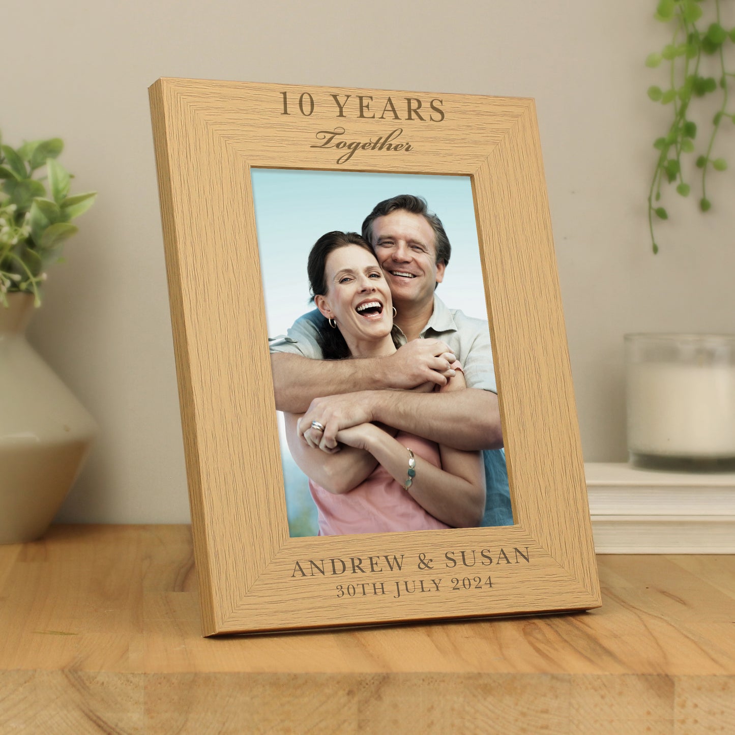 Personalised Anniversary 5x7 Oak Finish Photo Frame