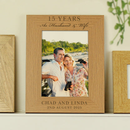 Personalised Anniversary 5x7 Oak Finish Photo Frame