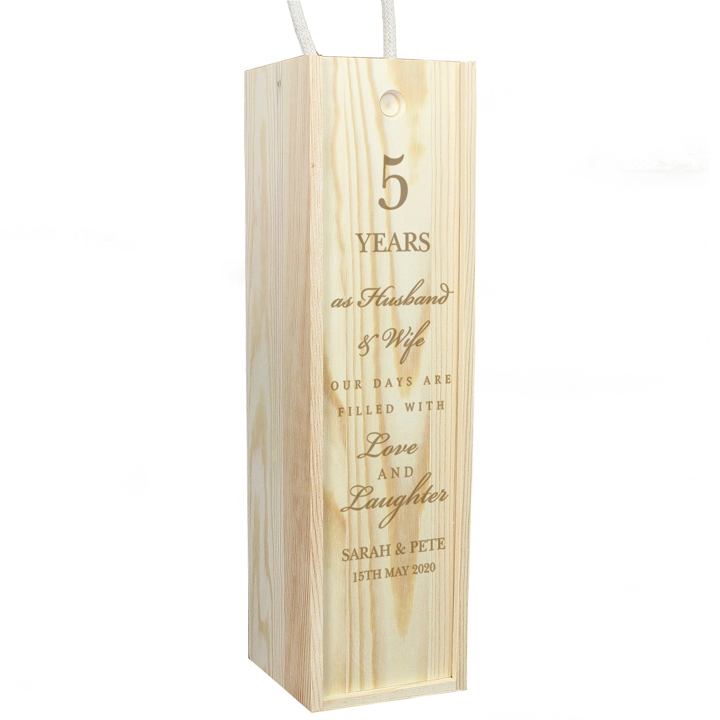 Personalised Anniversary Wooden Wine Bottle Box