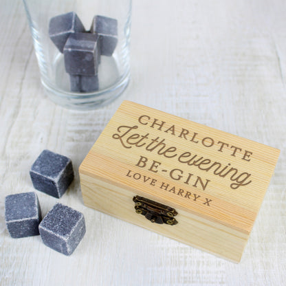 Personalised Let The Evening Be-Gin Cooling Stones