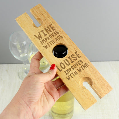 Personalised 'Improves With Wine' Wine Glass & Bottle Holder