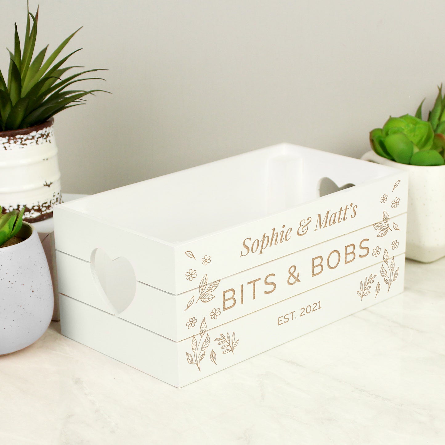 Personalised Free Text White Wooden Crate