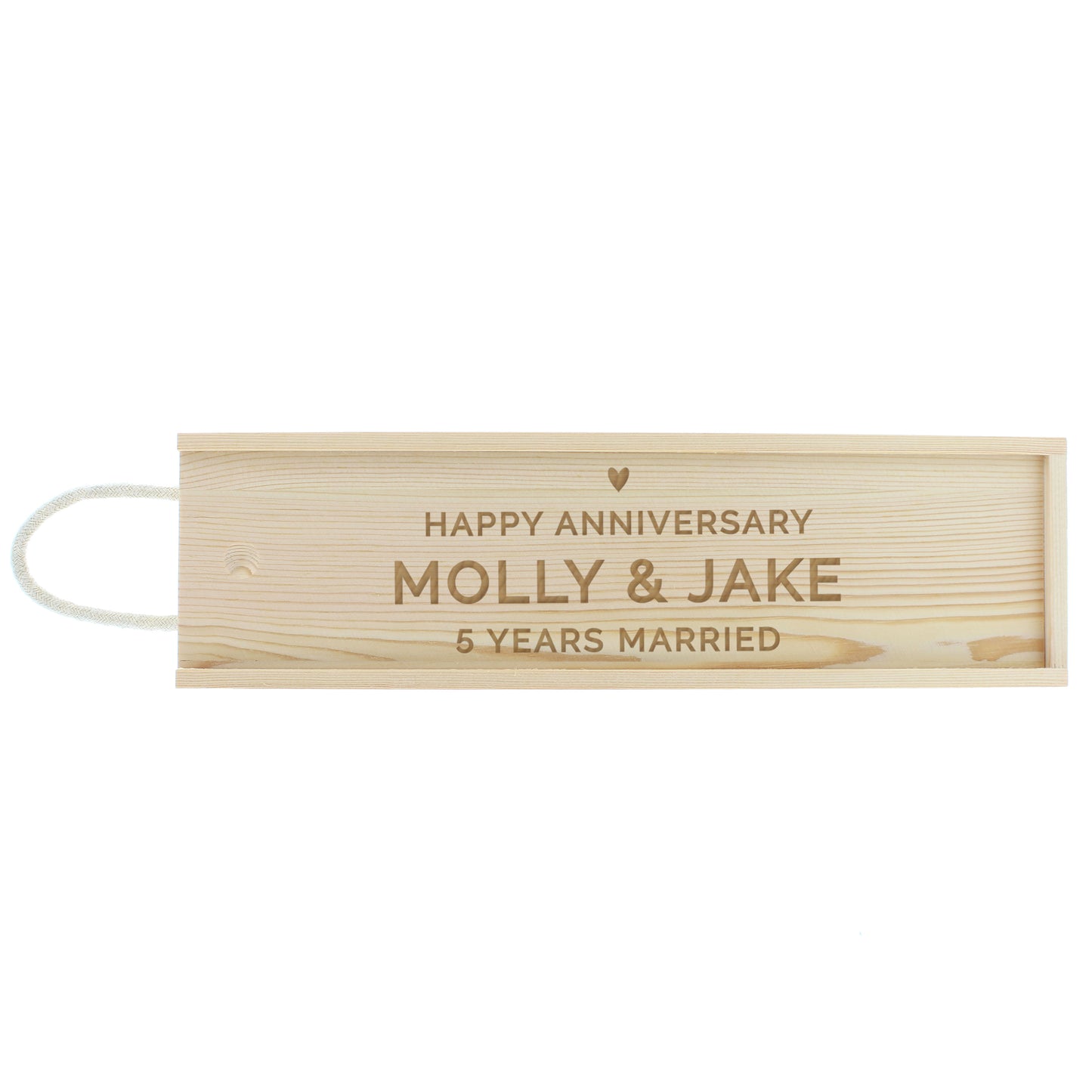 Personalised Love Heart Wooden Wine Bottle Box