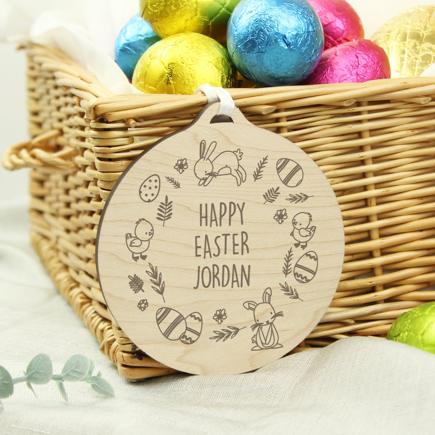 Personalised Happy Easter Wooden Decoration