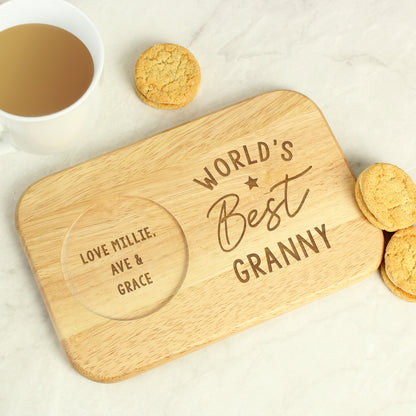 Personalised World's Best Wooden Coaster Tray