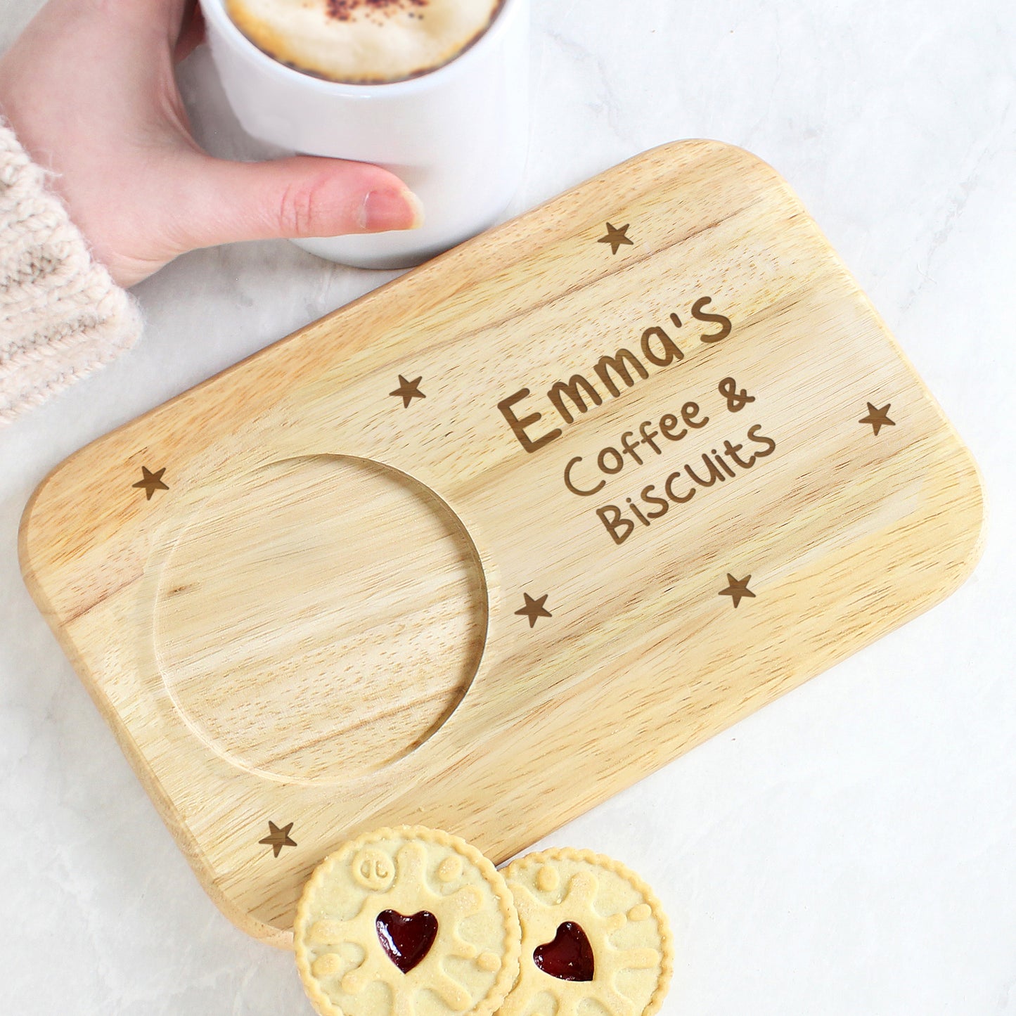 Personalised Stars Wooden Coaster Tray