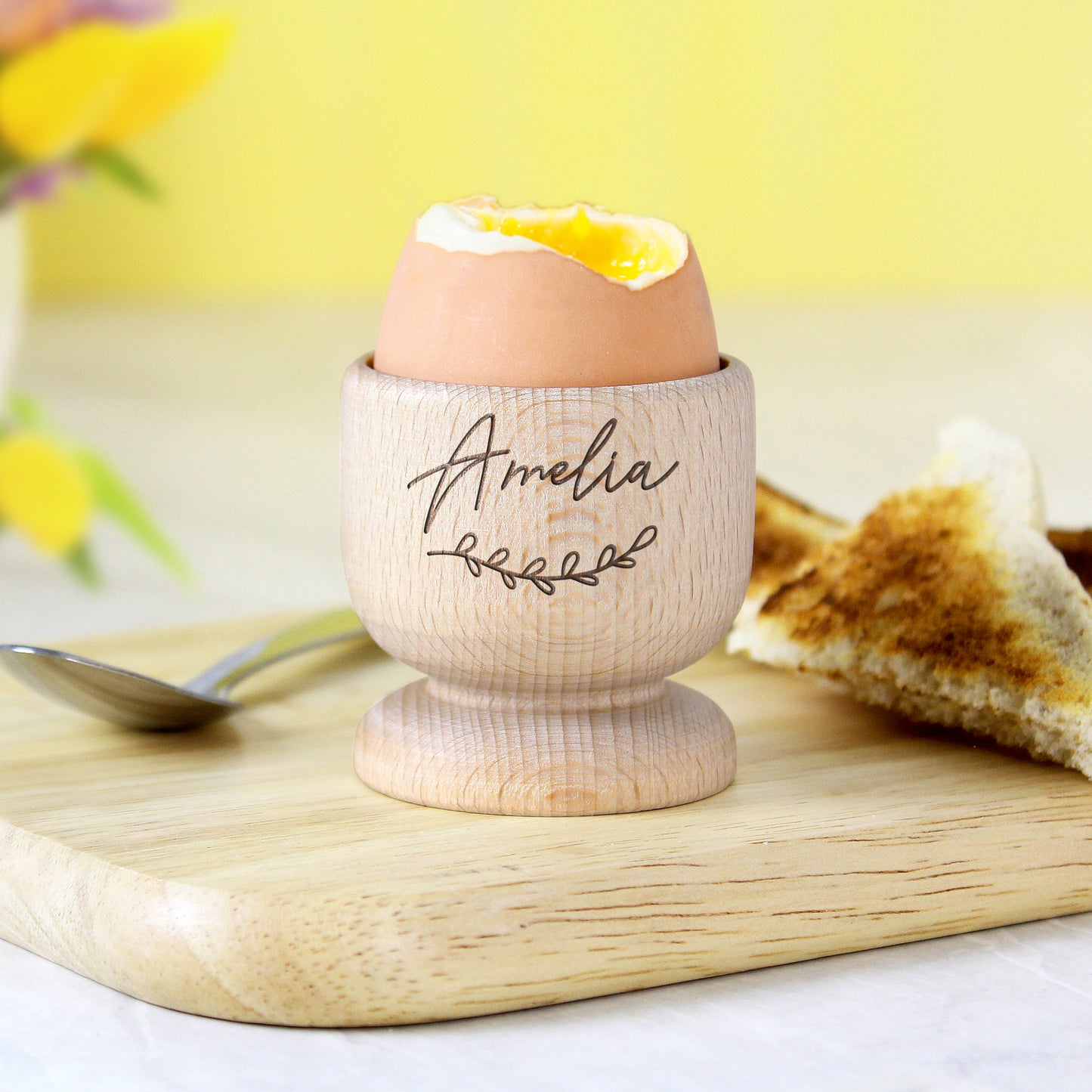 Personalised Name Wooden Egg Cup