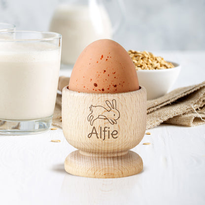 Personalised Bunny Wooden Egg Cup