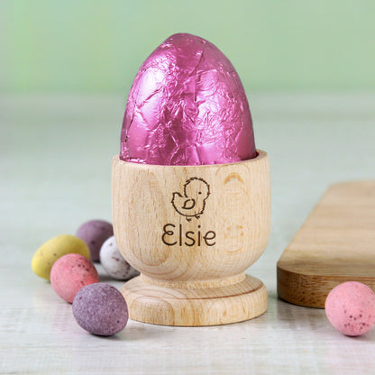 Personalised Chick Wooden Egg Cup