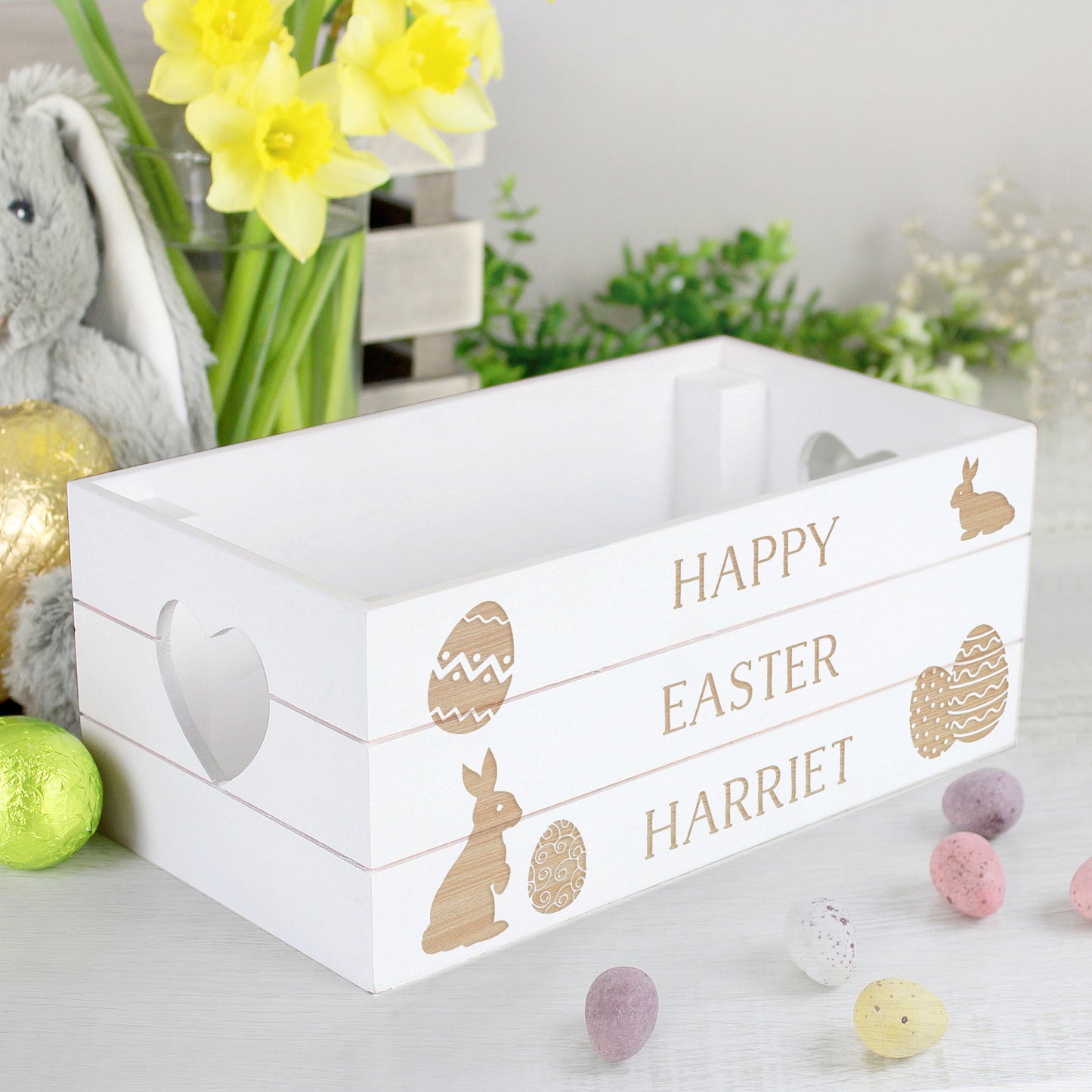 Personalised Easter Bunny Small Wooden Crate