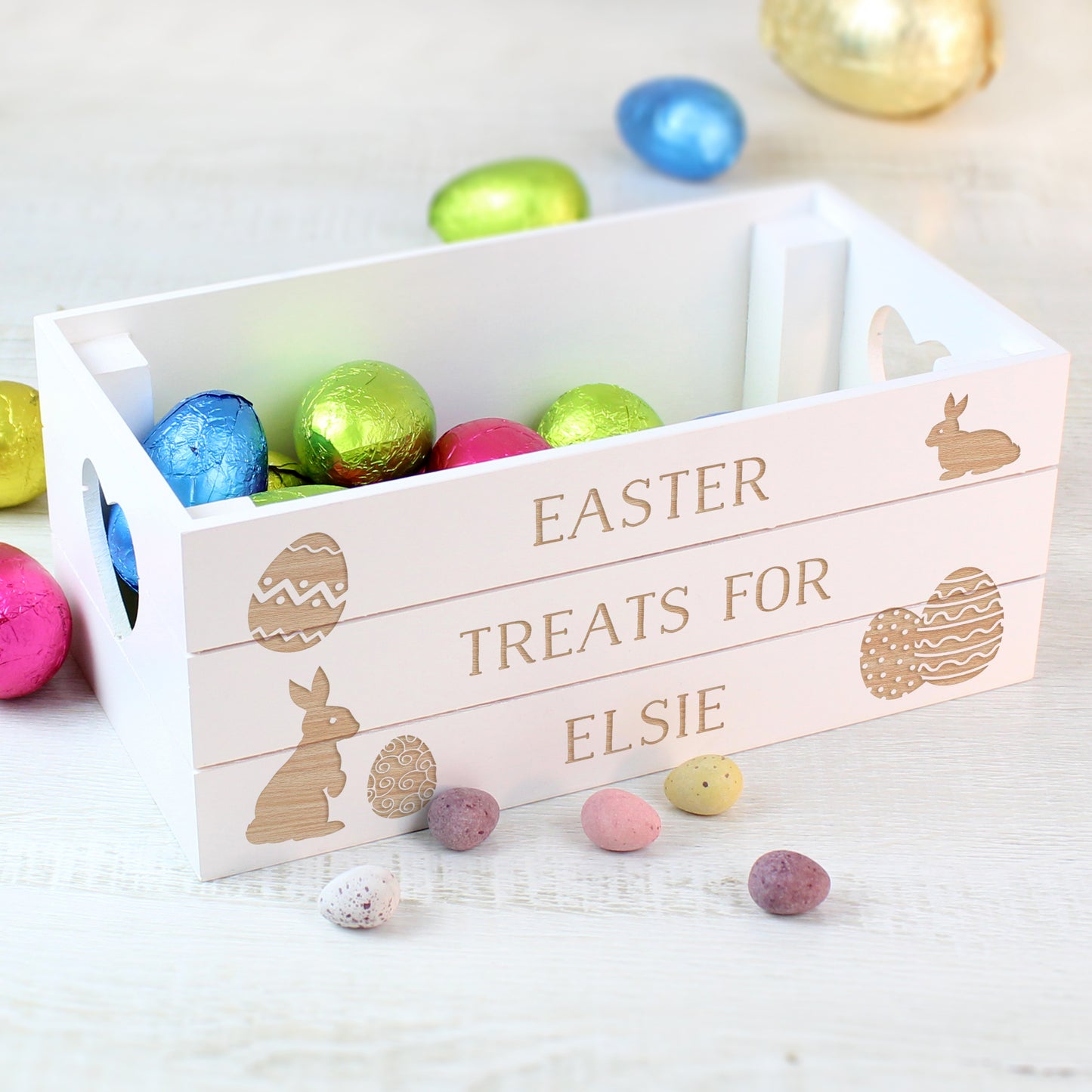 Personalised Easter Bunny Small Wooden Crate