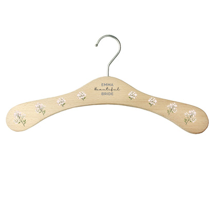 Personalised White Floral Wooden Hanger