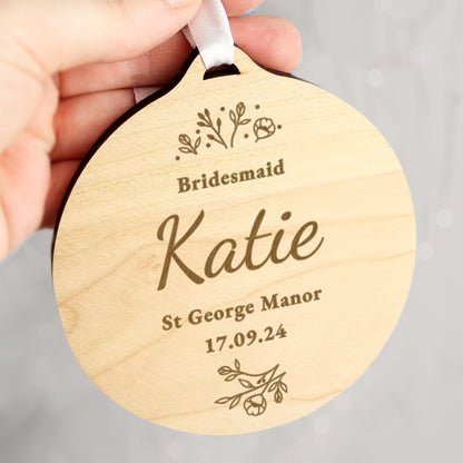 Personalised Wedding Party Wooden Tag