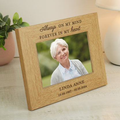 Personalised Memorial Always In My Heart 6x4 Wooden Photo Frame