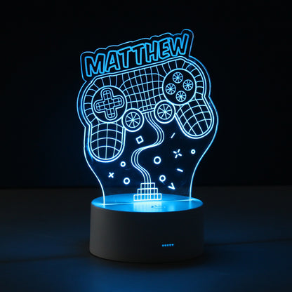 Personalised Name Gaming LED Colour Changing Night Light