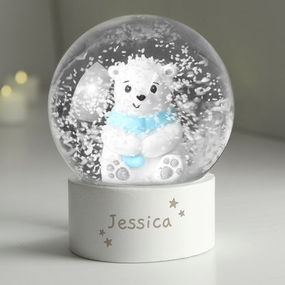 Personalised Polar Bear Any Name Snow Globe