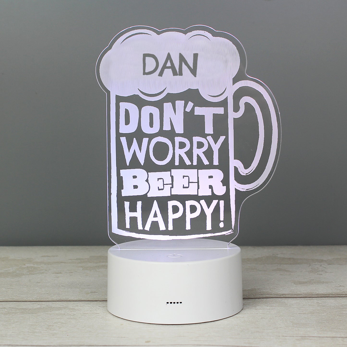 Personalised ""Beer Happy""  LED Colour Changing Light