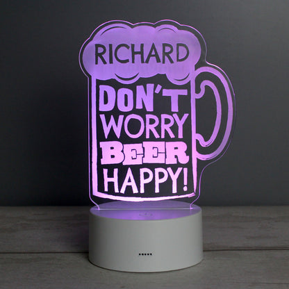 Personalised ""Beer Happy""  LED Colour Changing Light