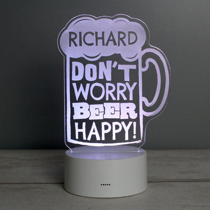 Personalised ""Beer Happy""  LED Colour Changing Light