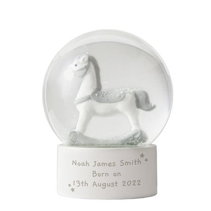 Personalised Free Text Rocking Horse Glitter Snow Globe