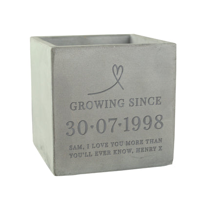 Personalised Special Date Concrete Plant Pot