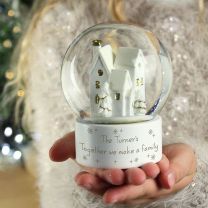 Personalised Message Village Glitter Snow Globe