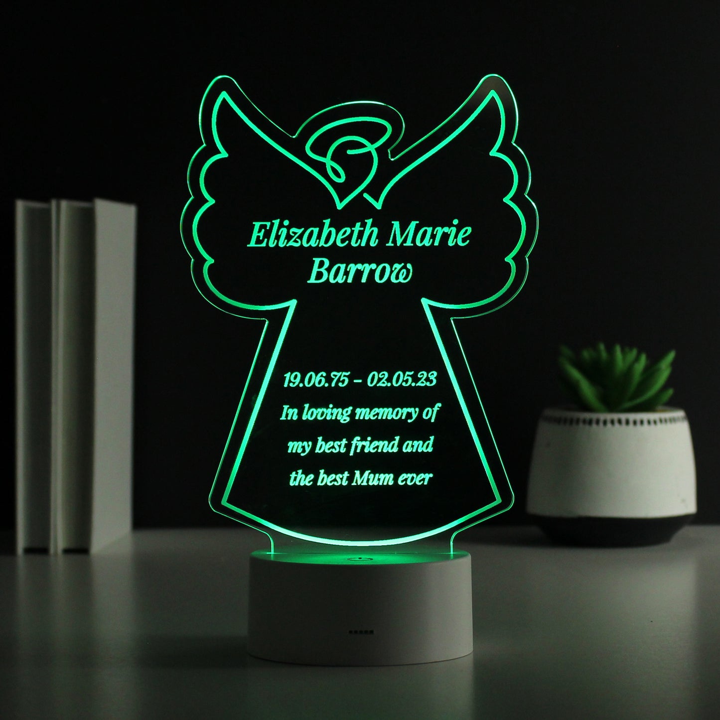 Personalised Free Text Angel Memorial Colour Changing LED Light