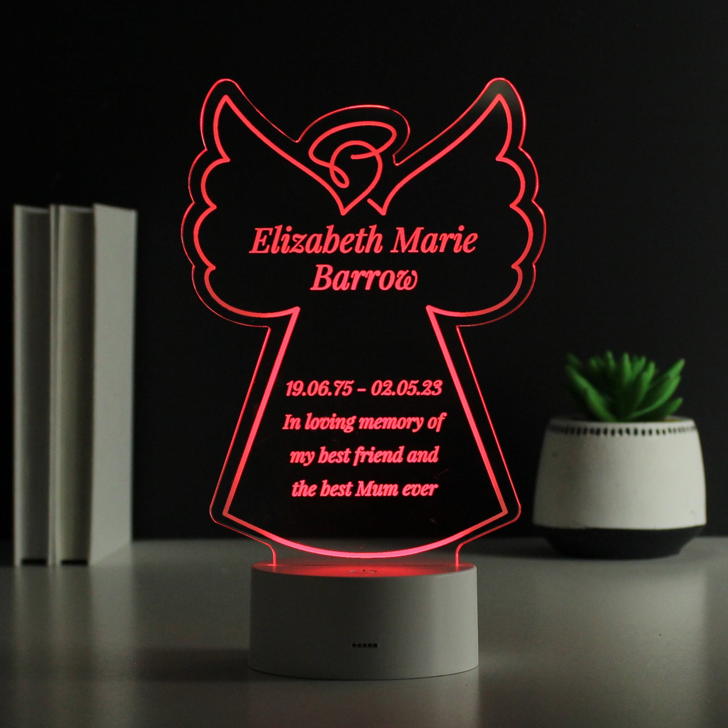 Personalised Free Text Angel Memorial Colour Changing LED Light