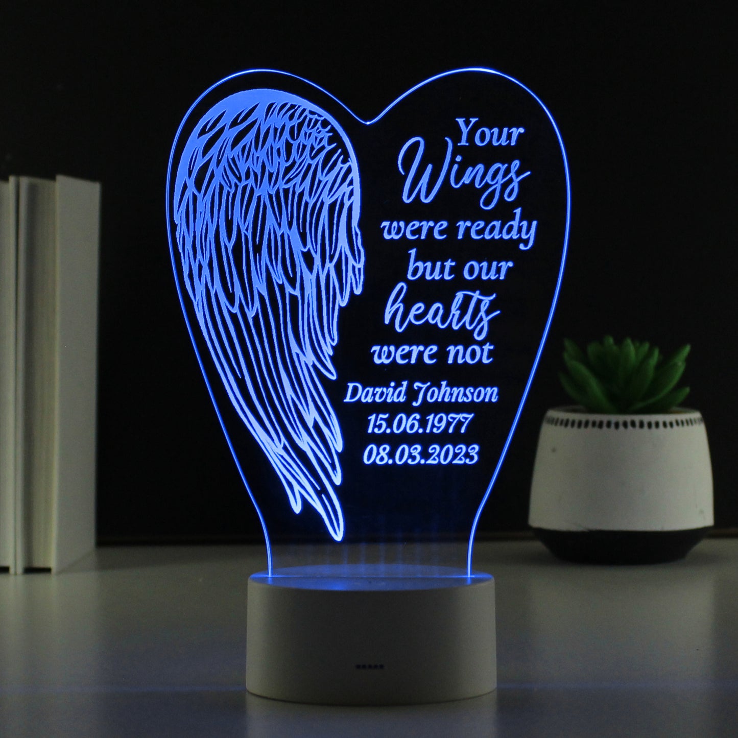 Personalised Angel Wings Memorial Colour Changing LED Light