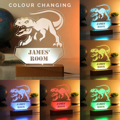 Personalised Dinosaur Wooden Based LED Light