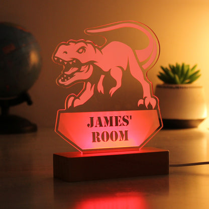 Personalised Dinosaur Wooden Based LED Light