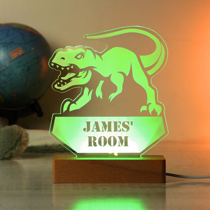 Personalised Dinosaur Wooden Based LED Light