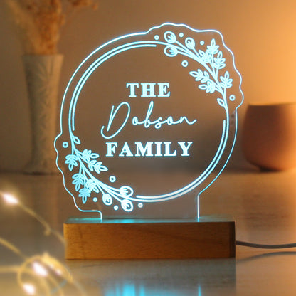 Personalised Floral Wooden Based LED Light