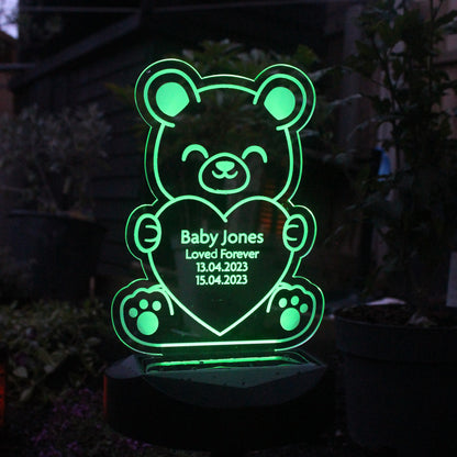 Personalised Bear Memorial Outdoor Solar Light