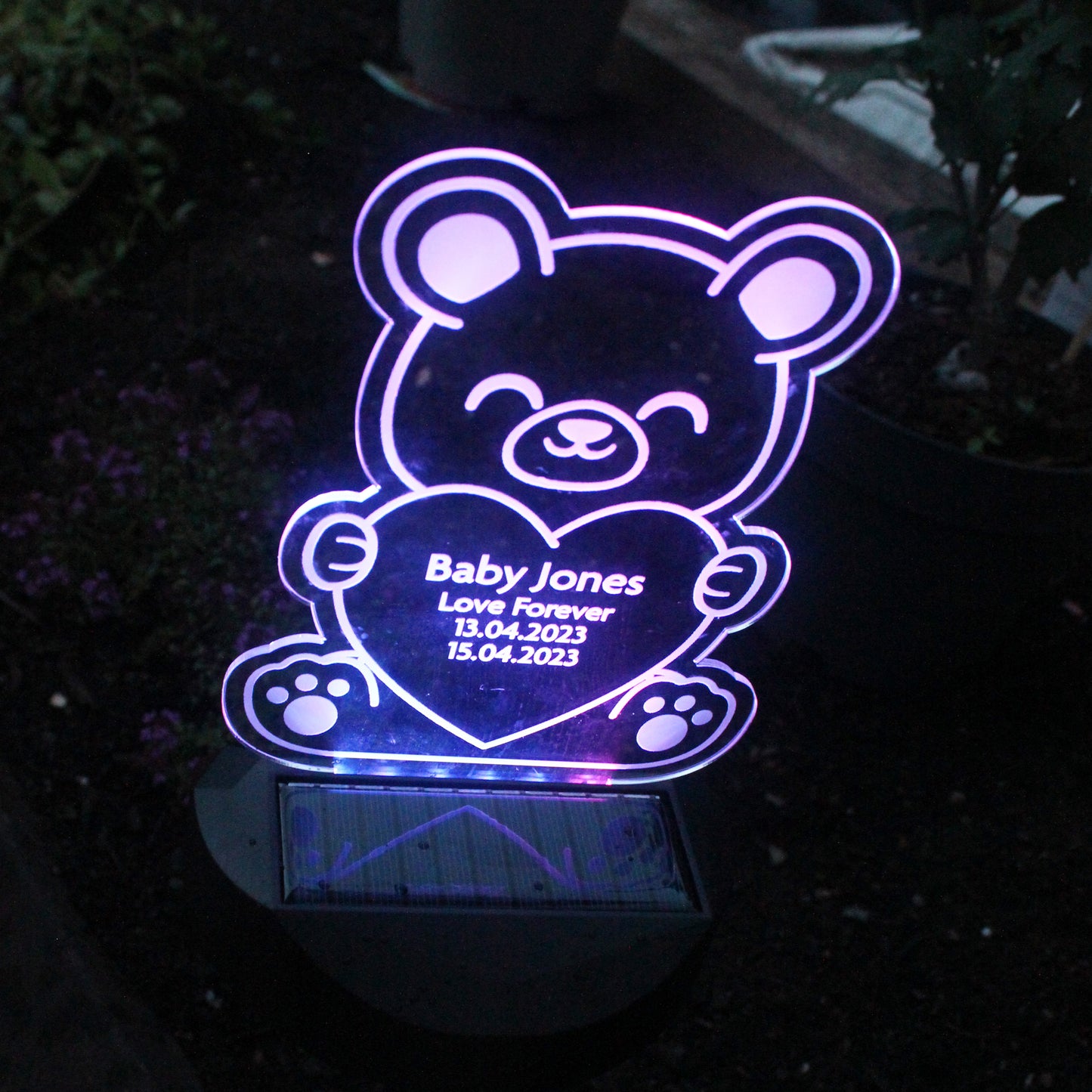 Personalised Bear Memorial Outdoor Solar Light