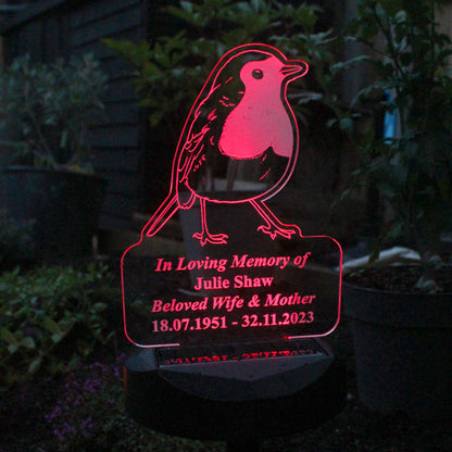 Personalised Robin Memorial Outdoor Solar Light