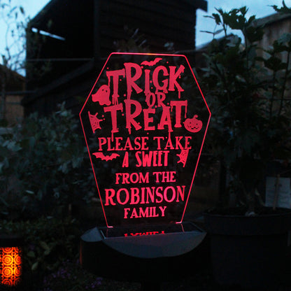 Personalised Trick or Treat Halloween Solar Light