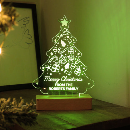 Personalised Christmas Tree Wooden Based LED Light