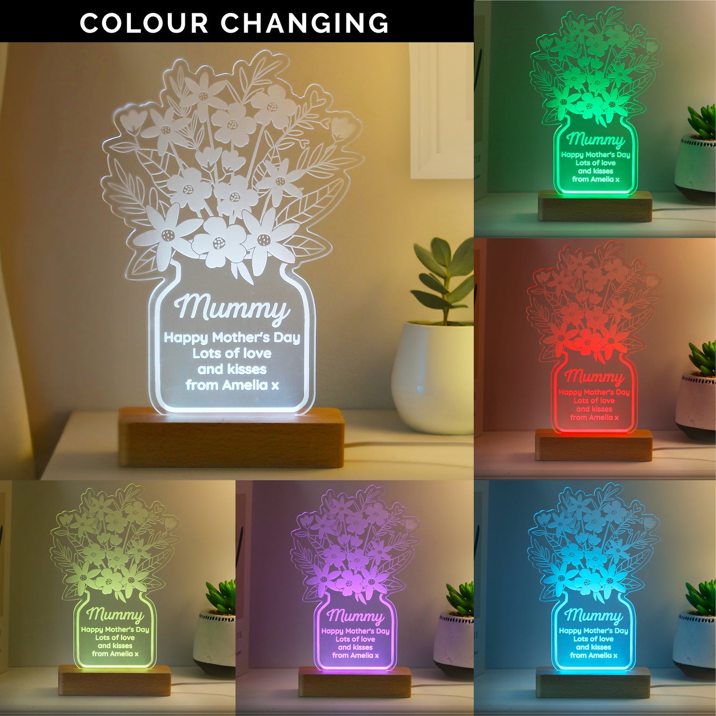 Personalised Flower Vase LED Light