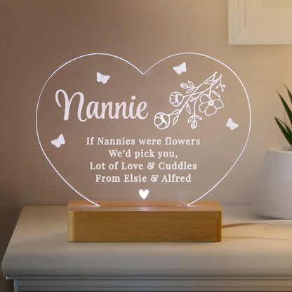 Personalised Floral Heart LED Light