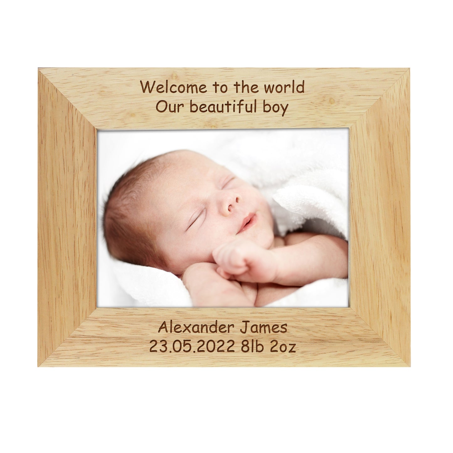 Personalised Landscape 5x7 Landscape Oak Finish Photo Frame