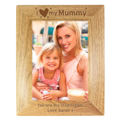 Personalised I Heart My... 5x7 Oak Finish Photo Frame