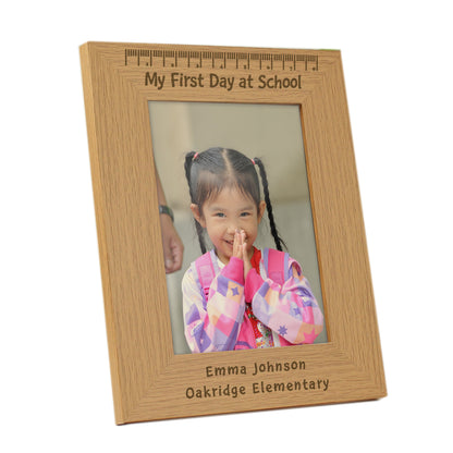 Personalised My First Day at School 5x7 Oak Finish Photo Frame