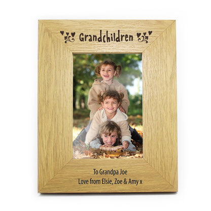 Personalised Oak Finish 6x4 Grandchildren Photo Frame