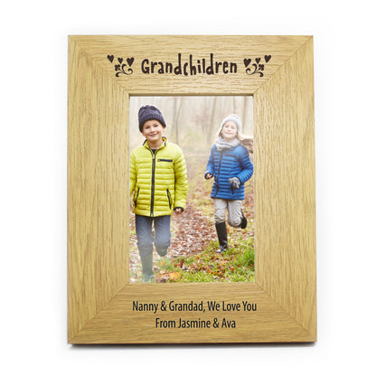 Personalised Oak Finish 6x4 Grandchildren Photo Frame