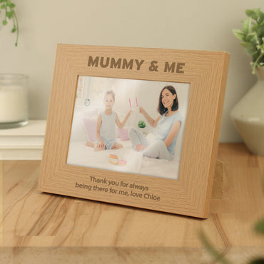 Personalised Mummy & Me 5x7 Landscape Oak Finish Photo Frame